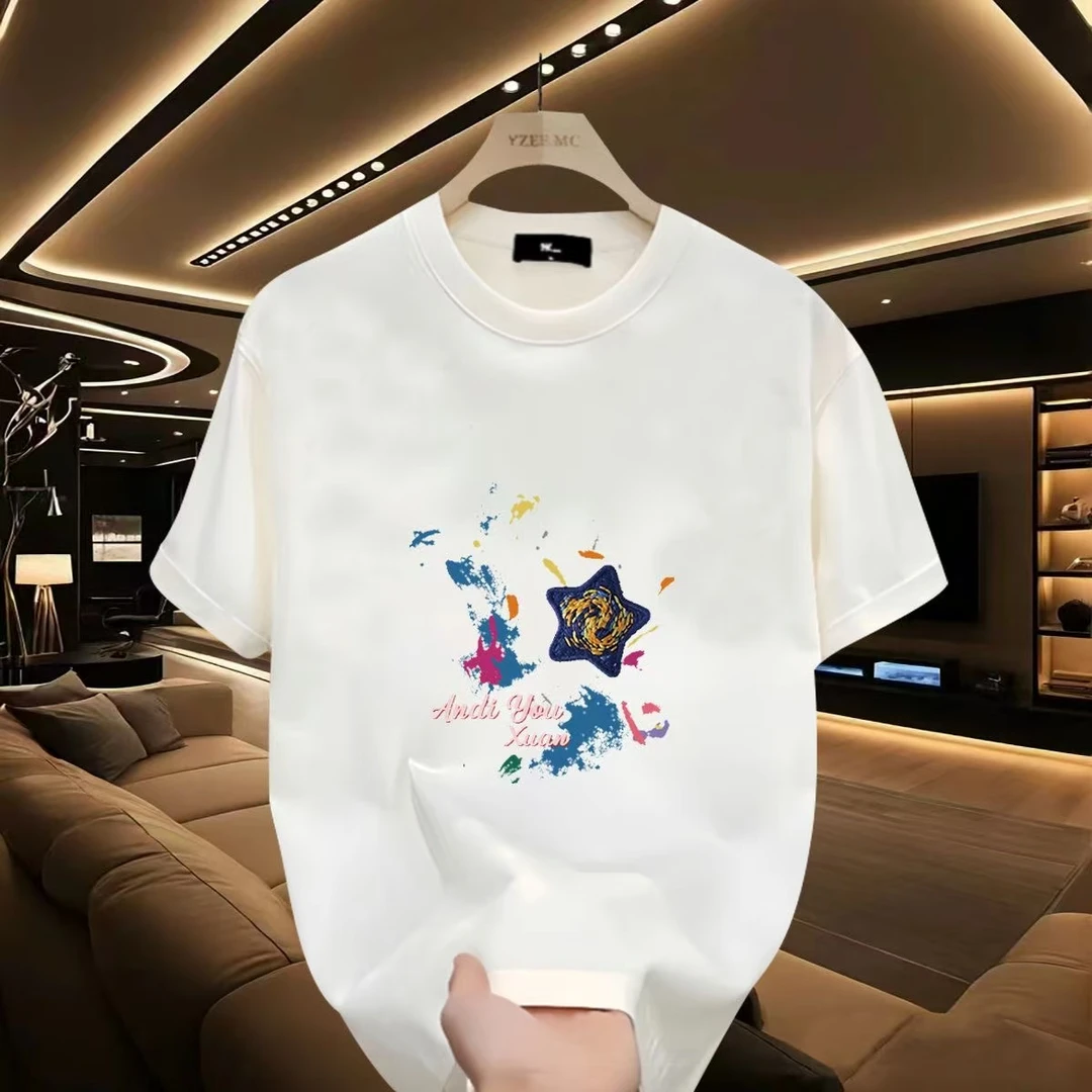 雅鹿夏季男士纯棉短袖t恤男女同款圆领潮流韩版宽松百搭印花半袖