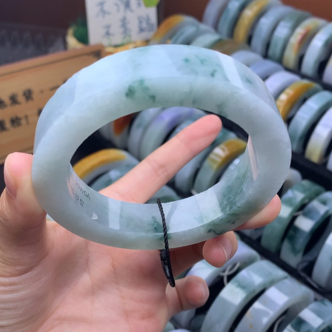 未镶嵌手镯定制翡翠宽版轮胎冰飘花