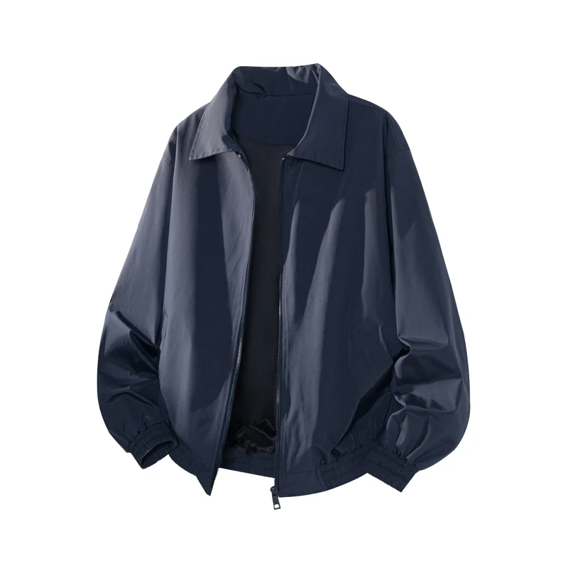 藏青色cleanfit短款夹克男秋季潮牌痞帅宽松百搭休闲棒球服外套潮