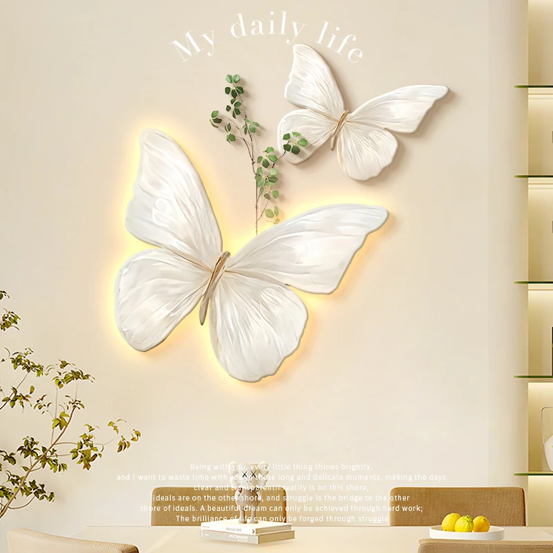 法式奶油风蝴蝶餐厅装饰画壁灯卧室走廊客厅墙面挂件立体玄关挂画