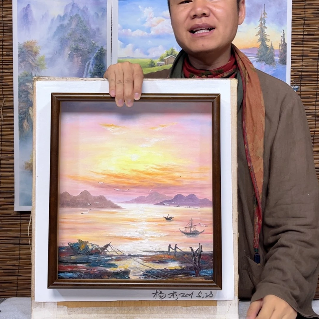 油画行路人小院绘画作品竞拍