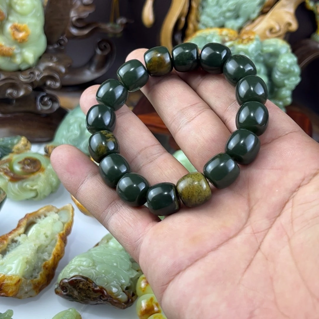 手链未镶嵌岫岩河磨玉（透闪石质玉）