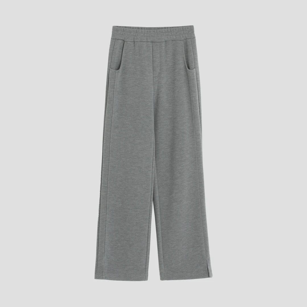 衣姐家醋酸羊绒开衩休闲裤女2025新款松紧腰阔腿裤ZM-333