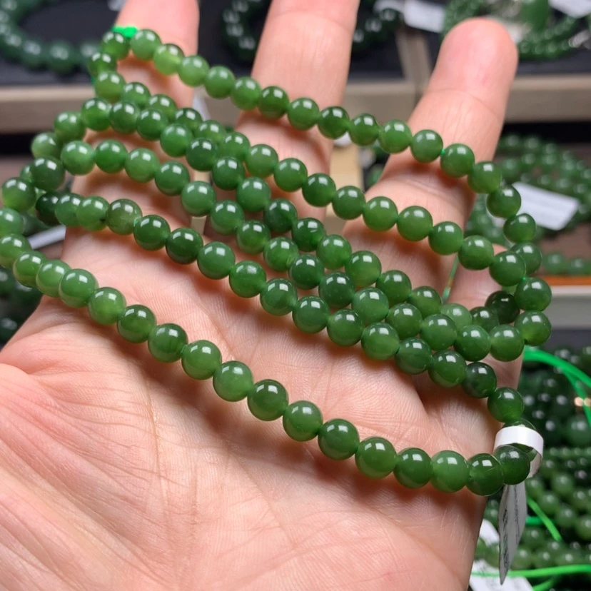 【闪购商品】和田玉（碧玉）颈饰未镶嵌6mm阳绿