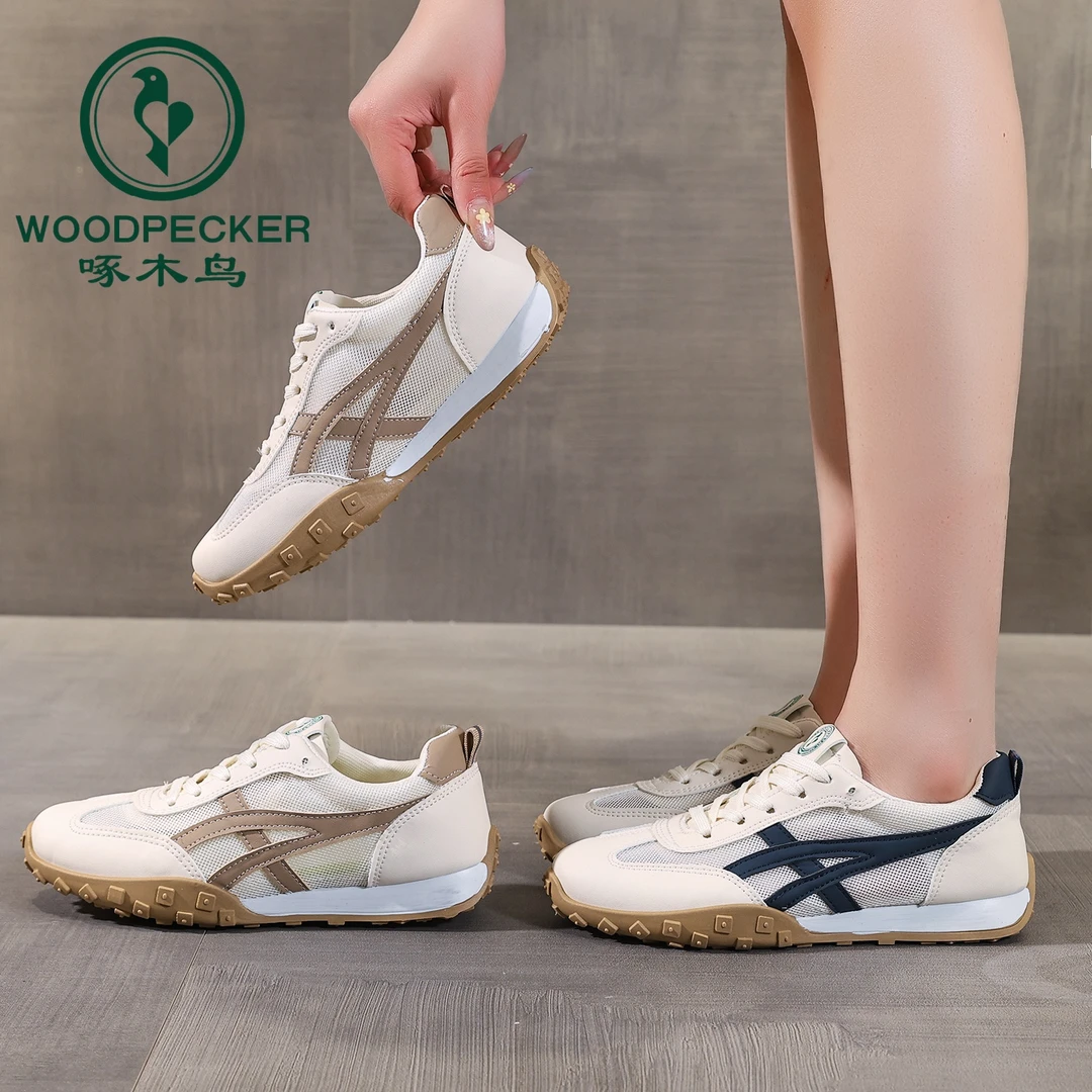 品牌真皮女鞋2025夏网面防滑轻便舒适百搭练车跑步休闲鞋尚