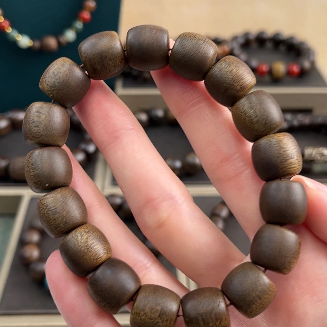 沉香手串12mm海南莺歌绿奇楠沉水级