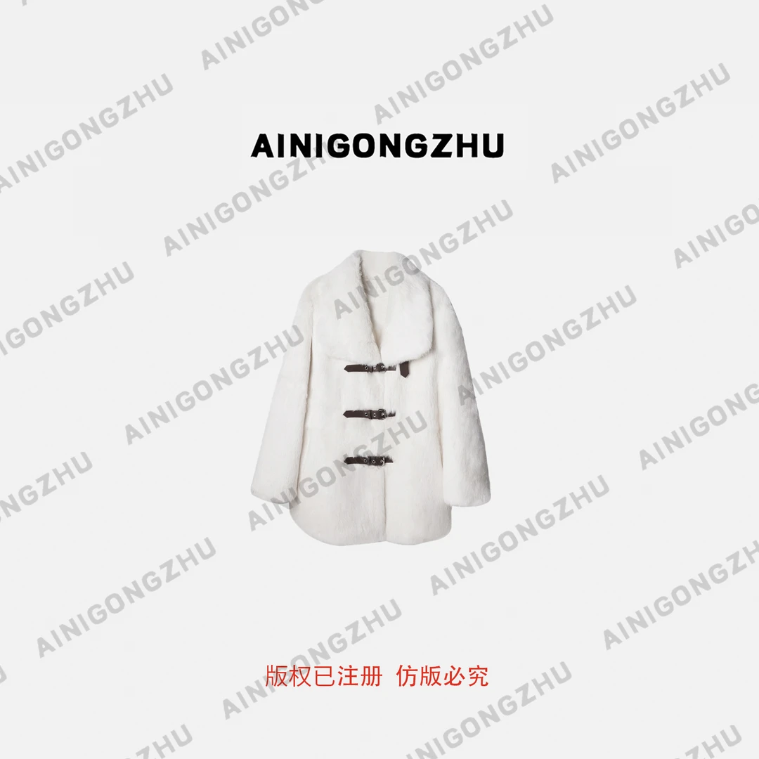 AINIGONGZHU/艾妮公主2024新款女立领兔毛皮中长款皮草外套1959