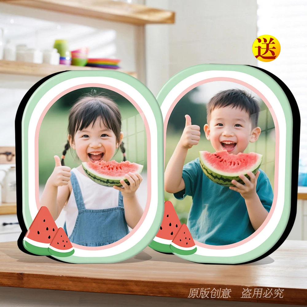 生活照片定制西瓜摆台拍一发二相框摆件照片儿童DIY相片周岁礼物