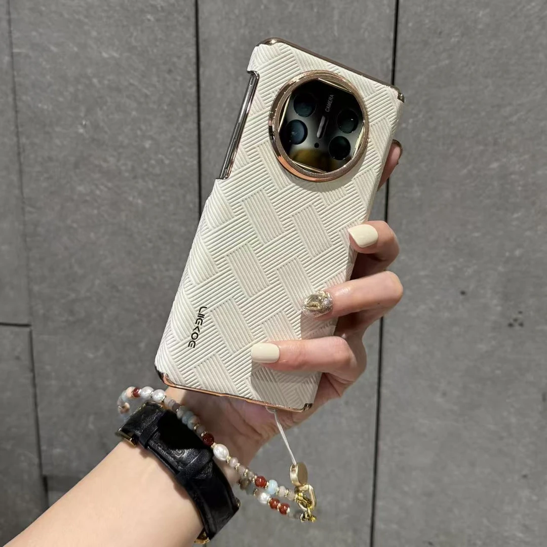 适用于华为MateX6折叠屏手机壳x5双中轴保护编织纹真皮保护套新款