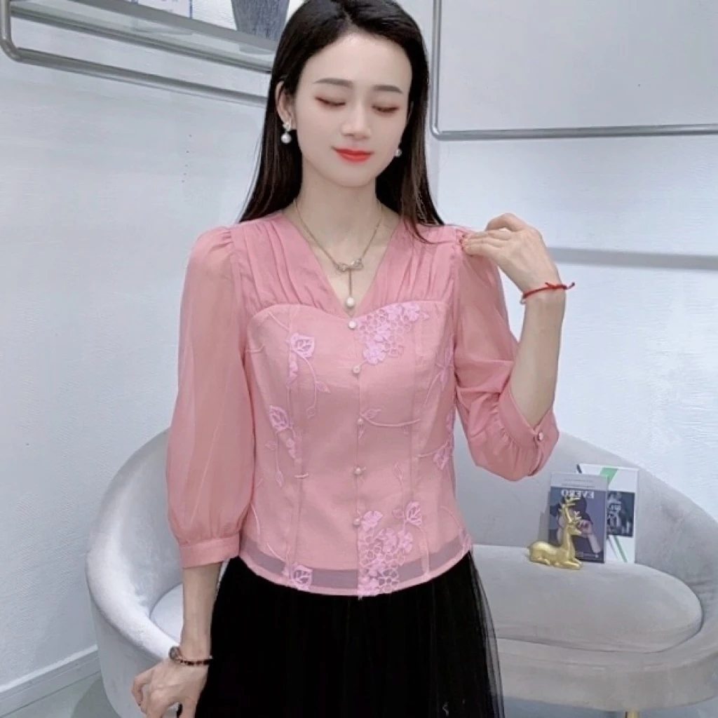 A6202新款时尚百搭设计感甜美减龄衬衫上衣潮