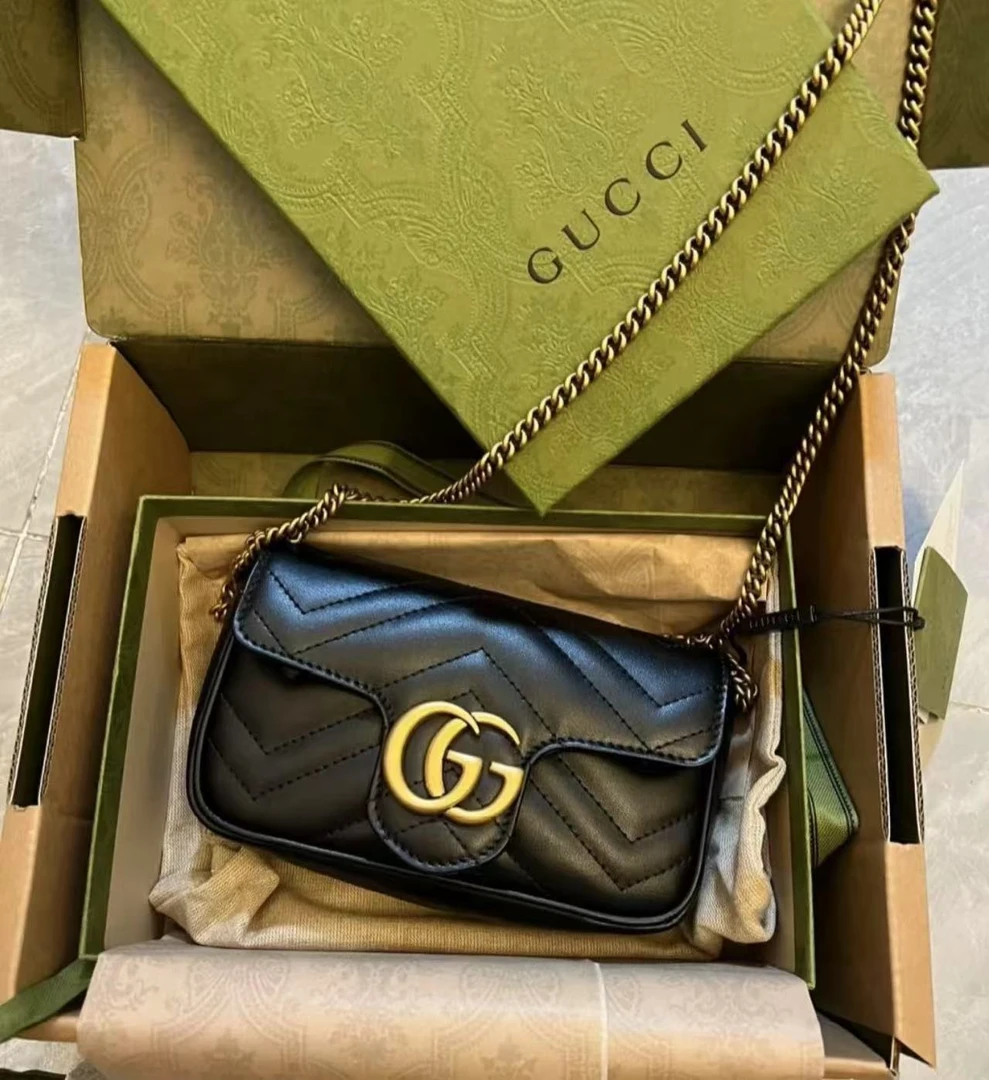 99新 GUCCI/古驰 marmont mini黑金包/优品