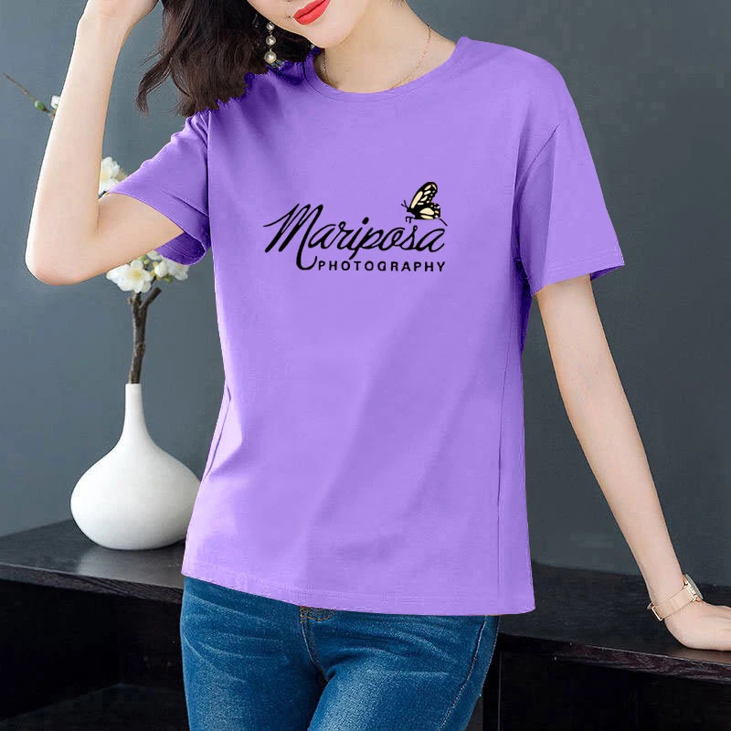 夏季纯棉短袖T恤女2025年新款减龄圆领印花显瘦百搭大码休闲上衣