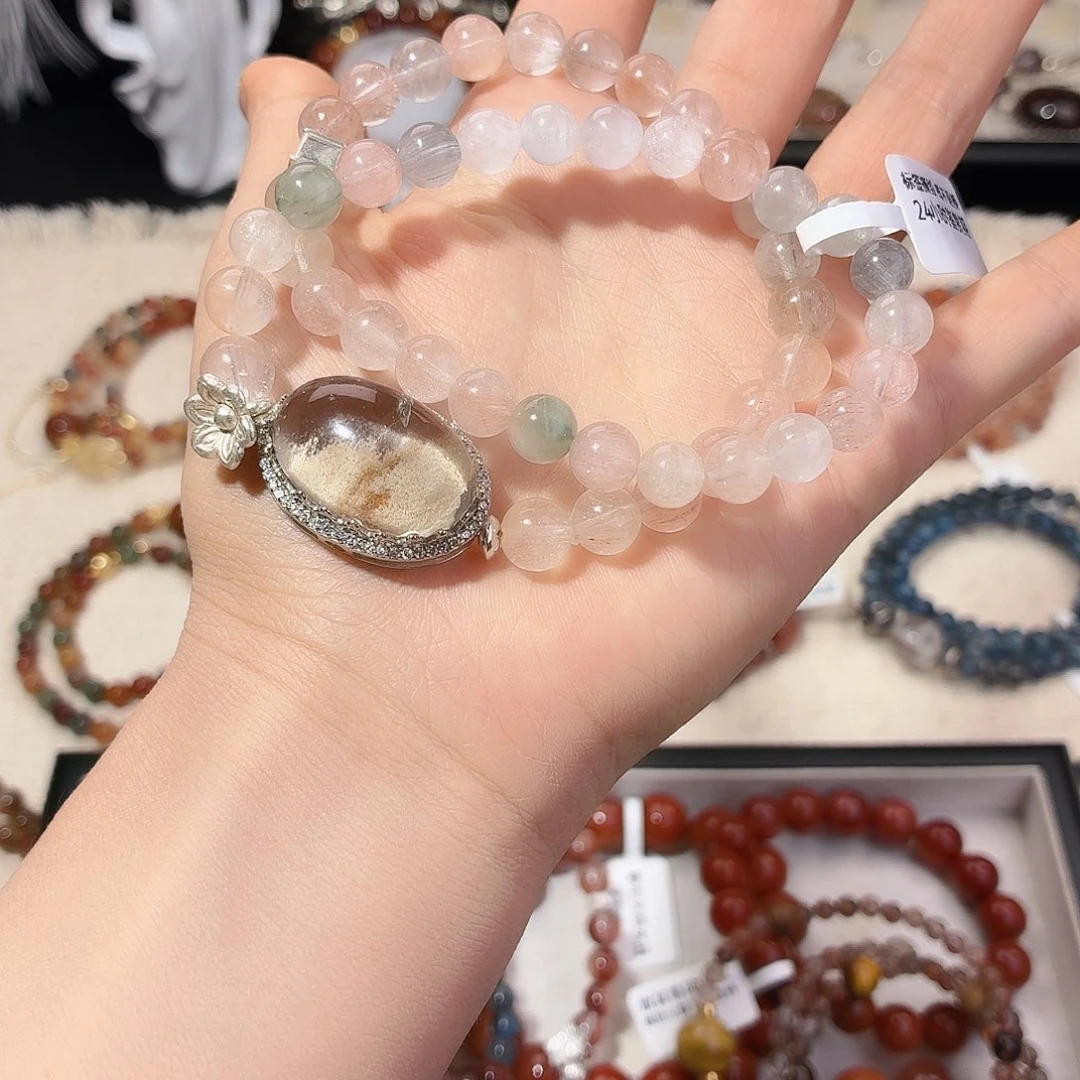 手链烟晶银S925镶嵌兔毛
