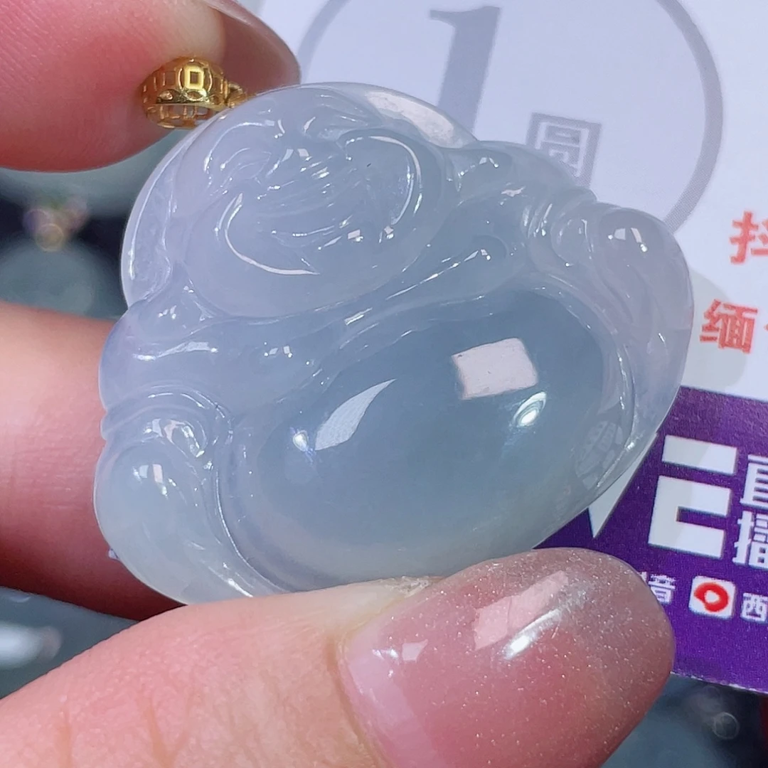 翡翠18K金镶嵌颈饰佛公