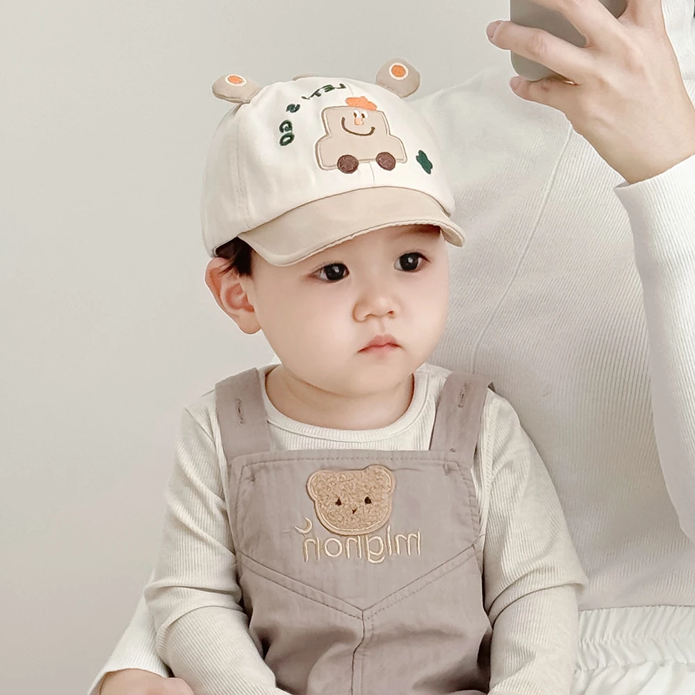 宝宝帽子春秋薄款遮阳男女童鸭舌帽可爱超萌婴儿软檐f防晒棒球帽