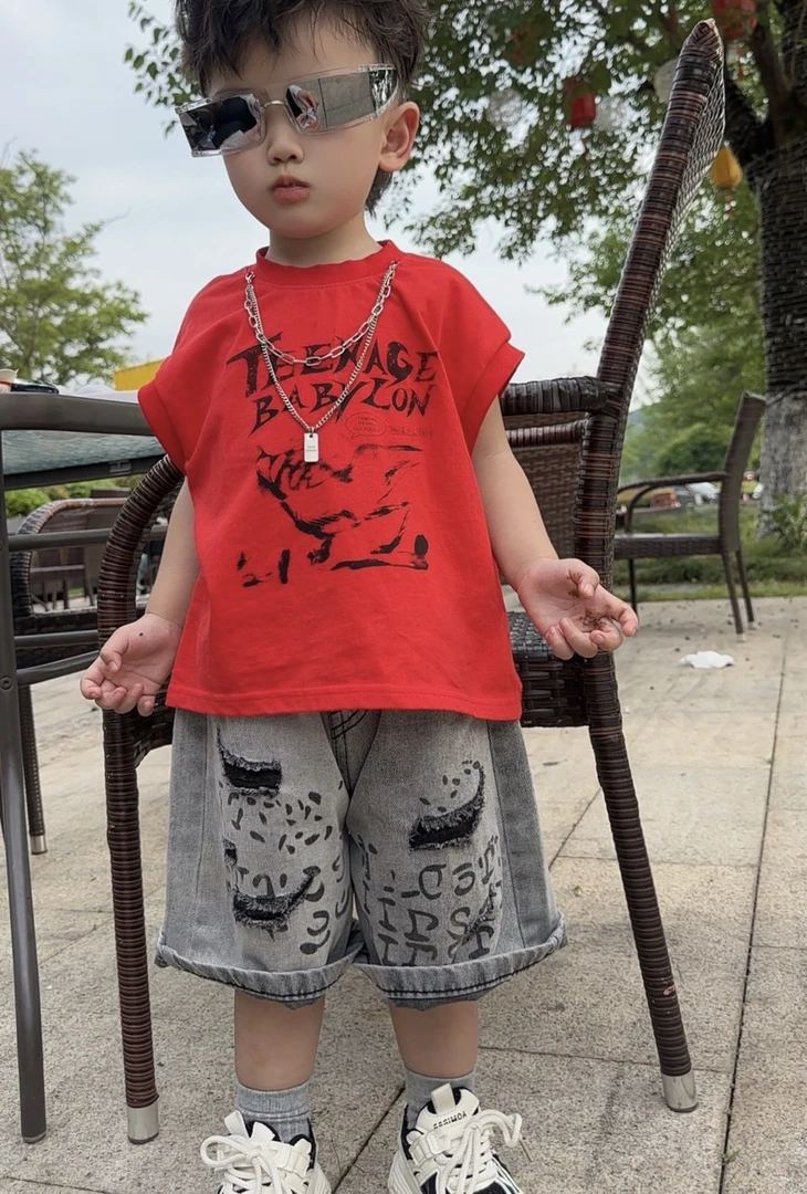 【棉逗熊品牌】2025男童韩版夏季休闲字母背心-15319