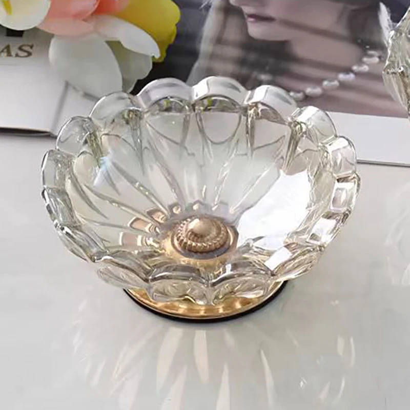 水晶玻璃糖盘瓜子盘家用客厅前台精美花朵盘精美糖果盘网红水果盘