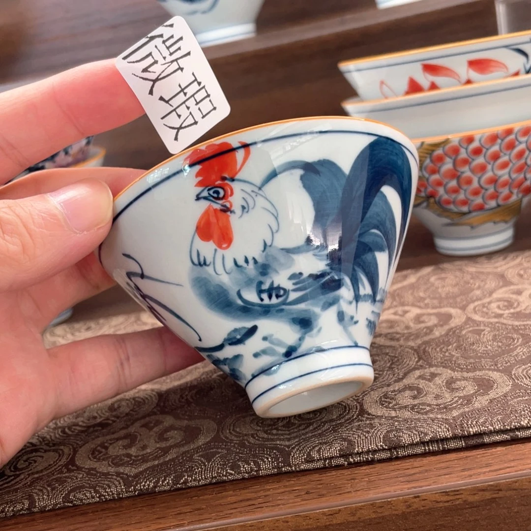 釉下手绘茶具微瑕