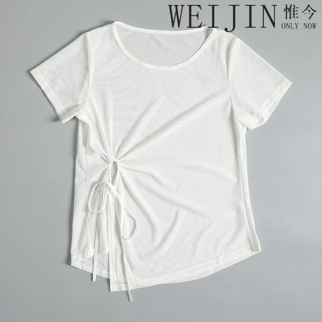 薄款透气瑜伽服短袖女夏新款T恤上衣网纱速干健身运动罩衫单件