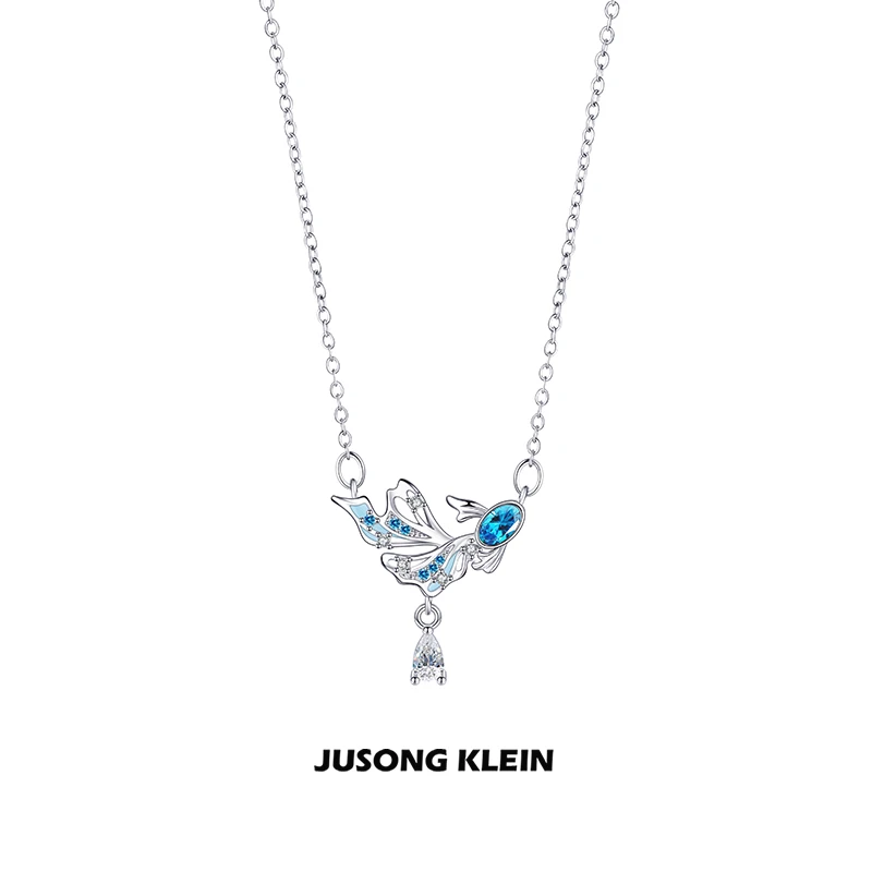Jusong klein 钛钢项链 春日蝴蝶系列小鱼项链轻奢小众锆石锁骨链