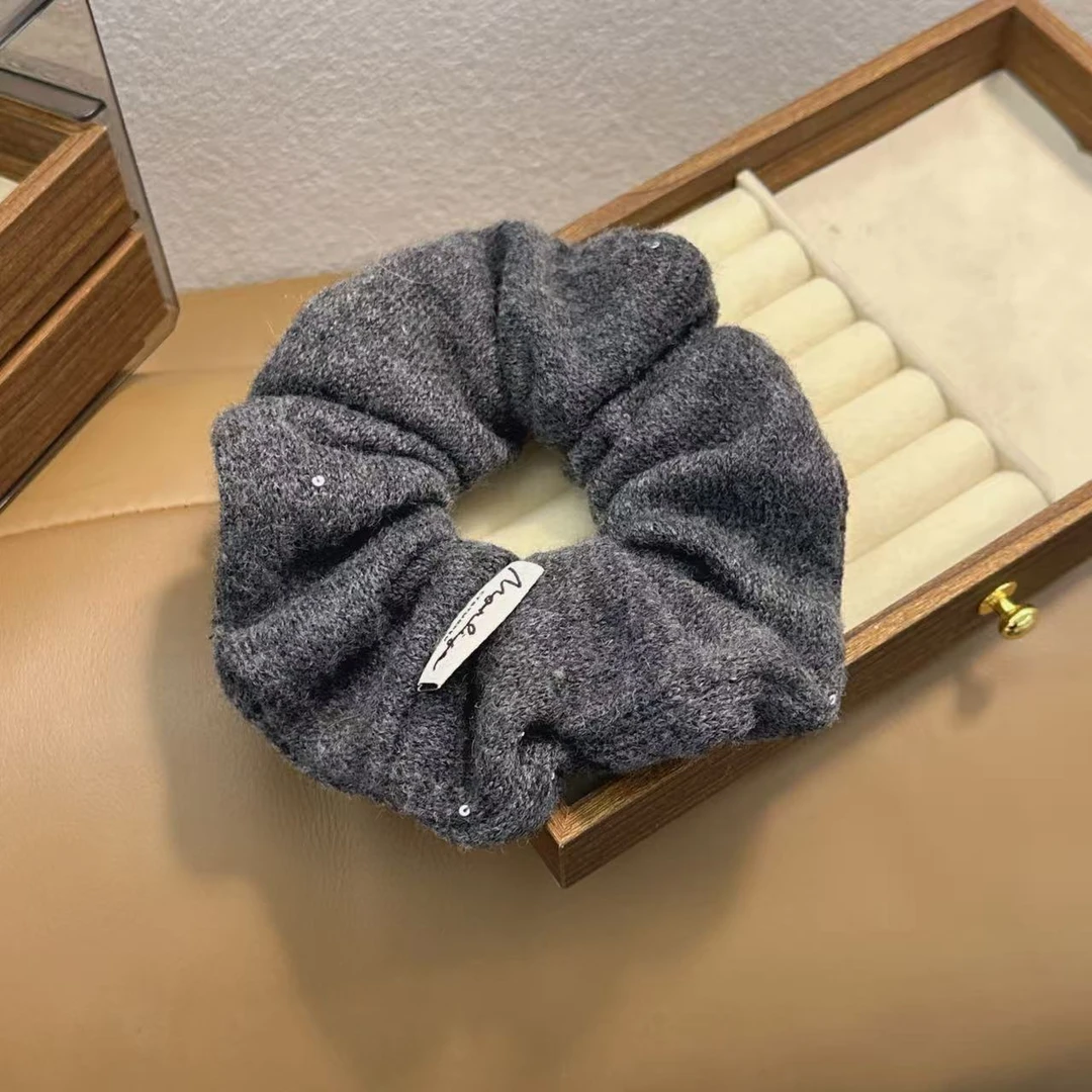 韩系新款精致轻奢高级感灰色丝绒百搭简约发圈5334