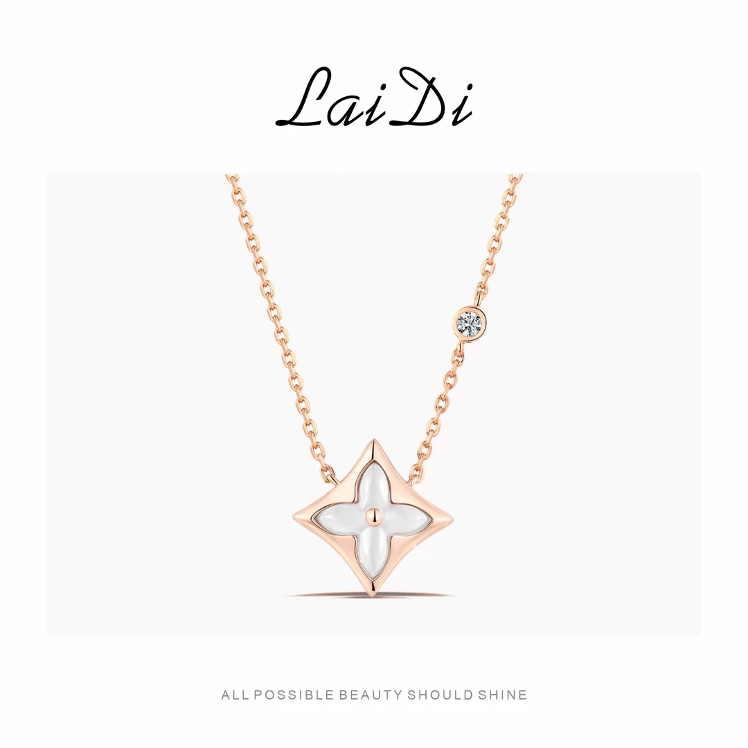 简约菱形时尚老花带钻项链