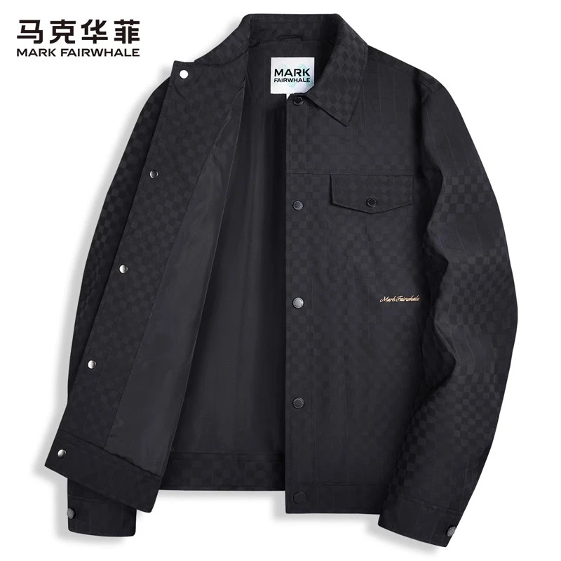 【棋盘格】马克华菲翻领休闲夹克男2025秋季新款潮流刺绣防风外套