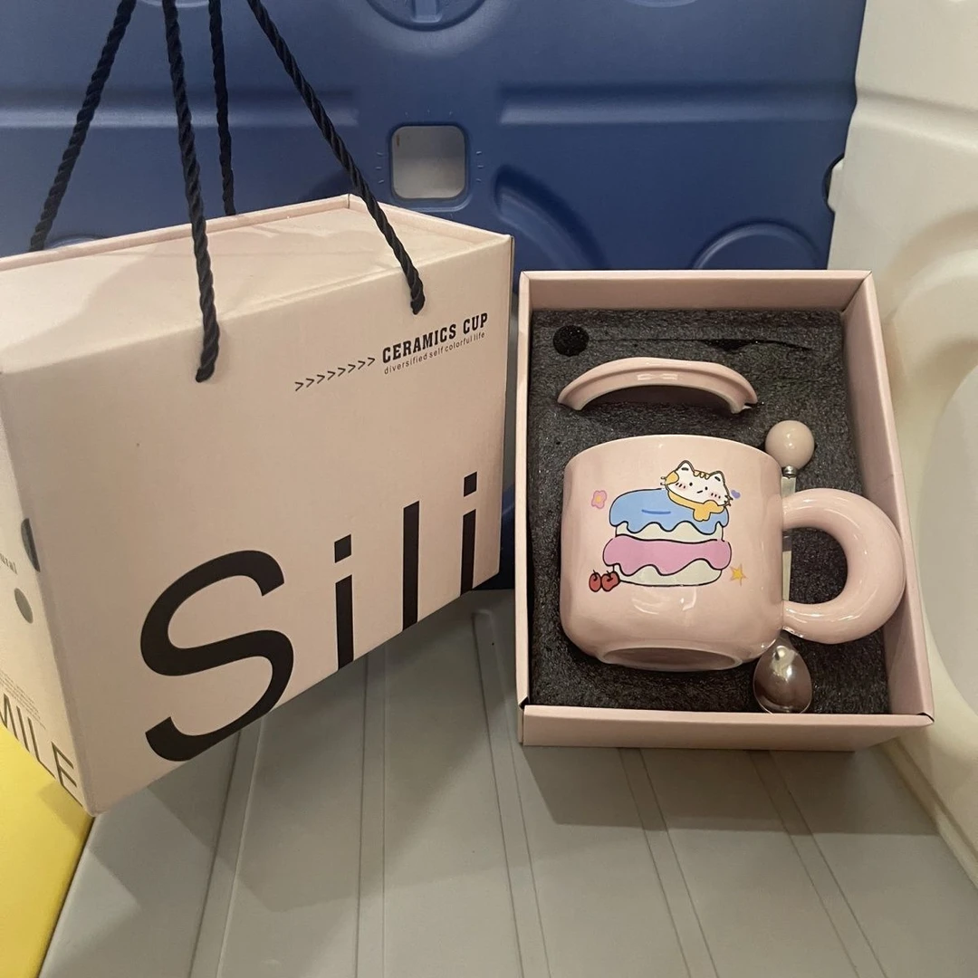 可爱少女fufu马克杯带盖送女生姐妹高颜值闺蜜有意义生日礼物LK