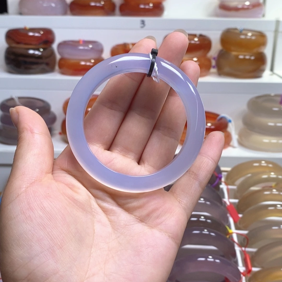 玛瑙/玉髓手镯未镶嵌小**?天然纹雾飘沙