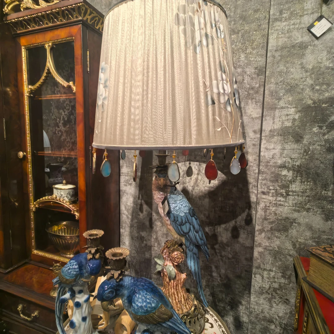 【欧美外单】DCN83-1710 花开富贵鹦鹉台灯 尺寸:50*50*107CM