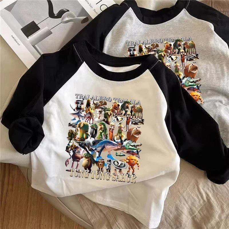 山海经通通国外木棍男童童装潮牌衣服儿童纯棉长袖T恤打底上衣