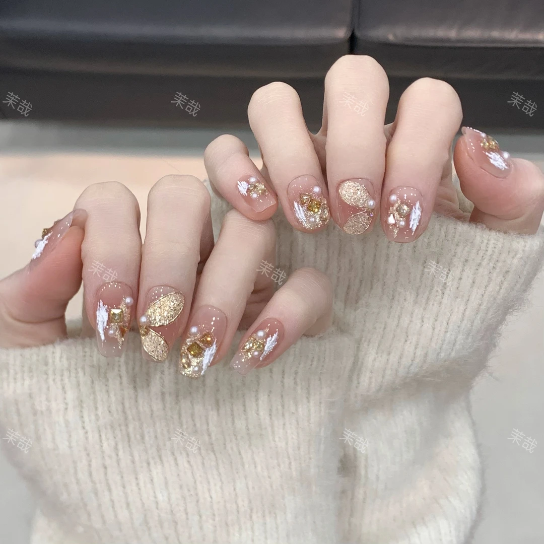 茉哉【蝶影鎏光】纯手工定制美甲拆卸穿戴甲A3569 t