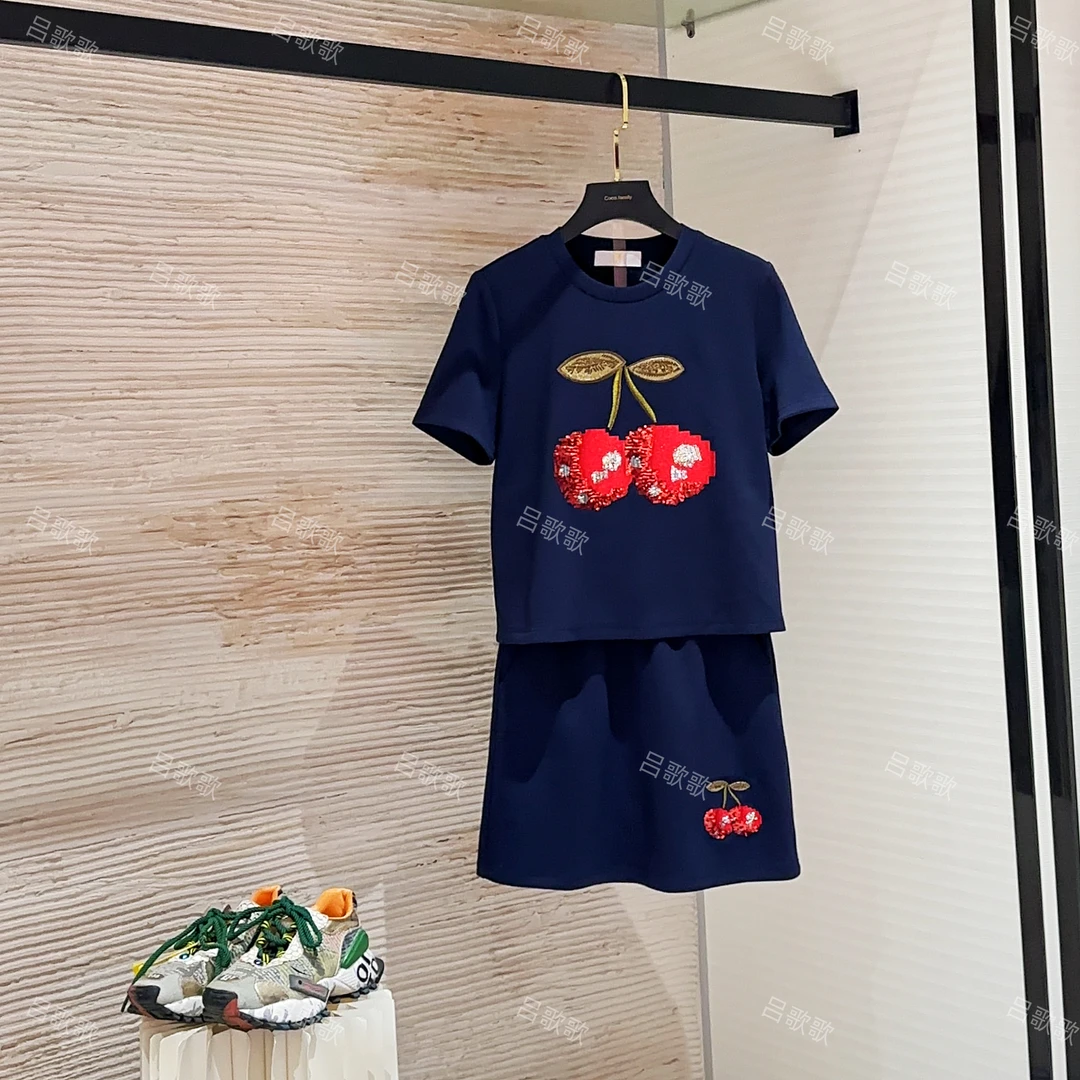 【YY高定】夏季新款休闲百搭感运动休闲显瘦樱桃系套装裙JC-A3504