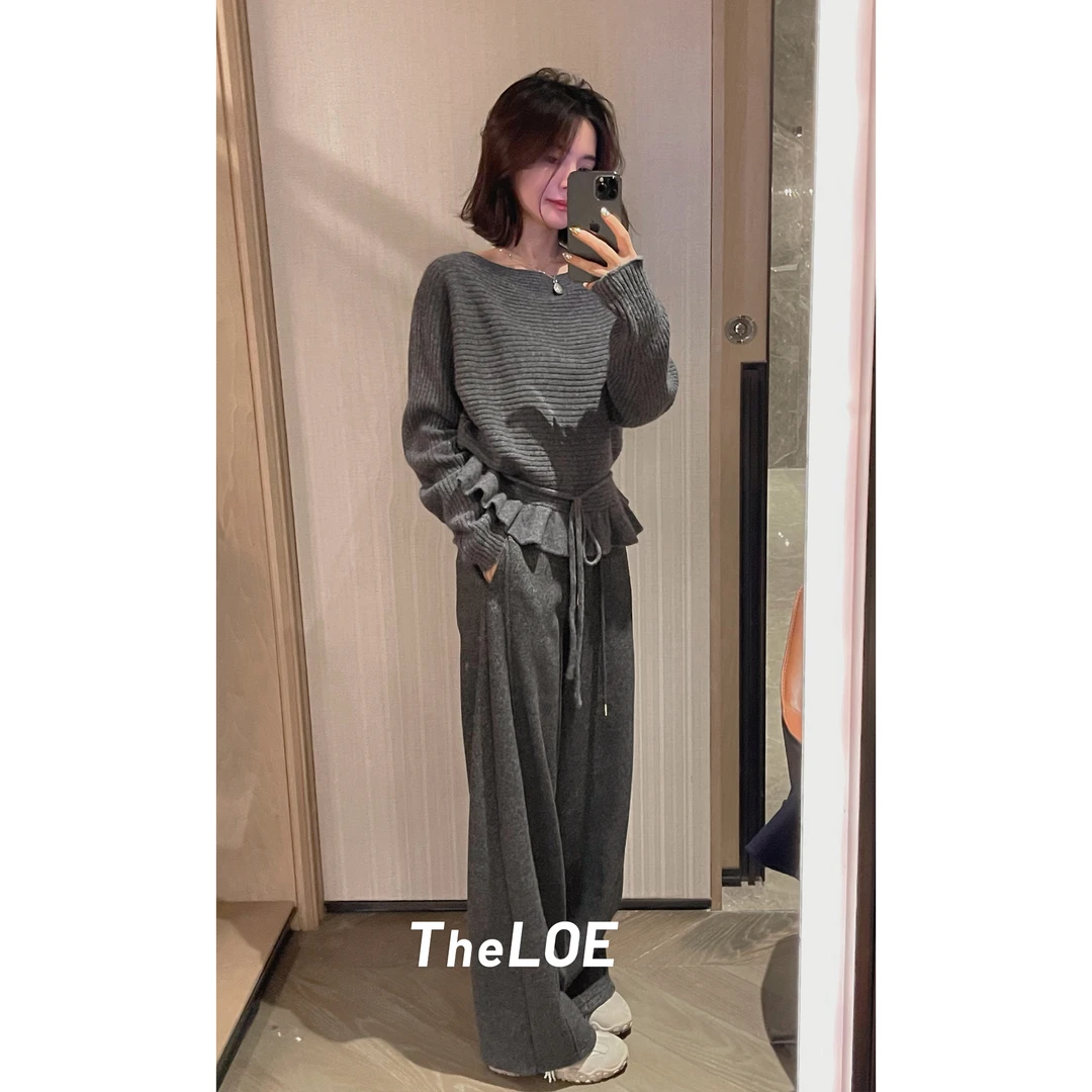 TheLOE/【醋酸羊毛裤】822g宽松遮肉显瘦醋酸羊毛长裤#LE-5040