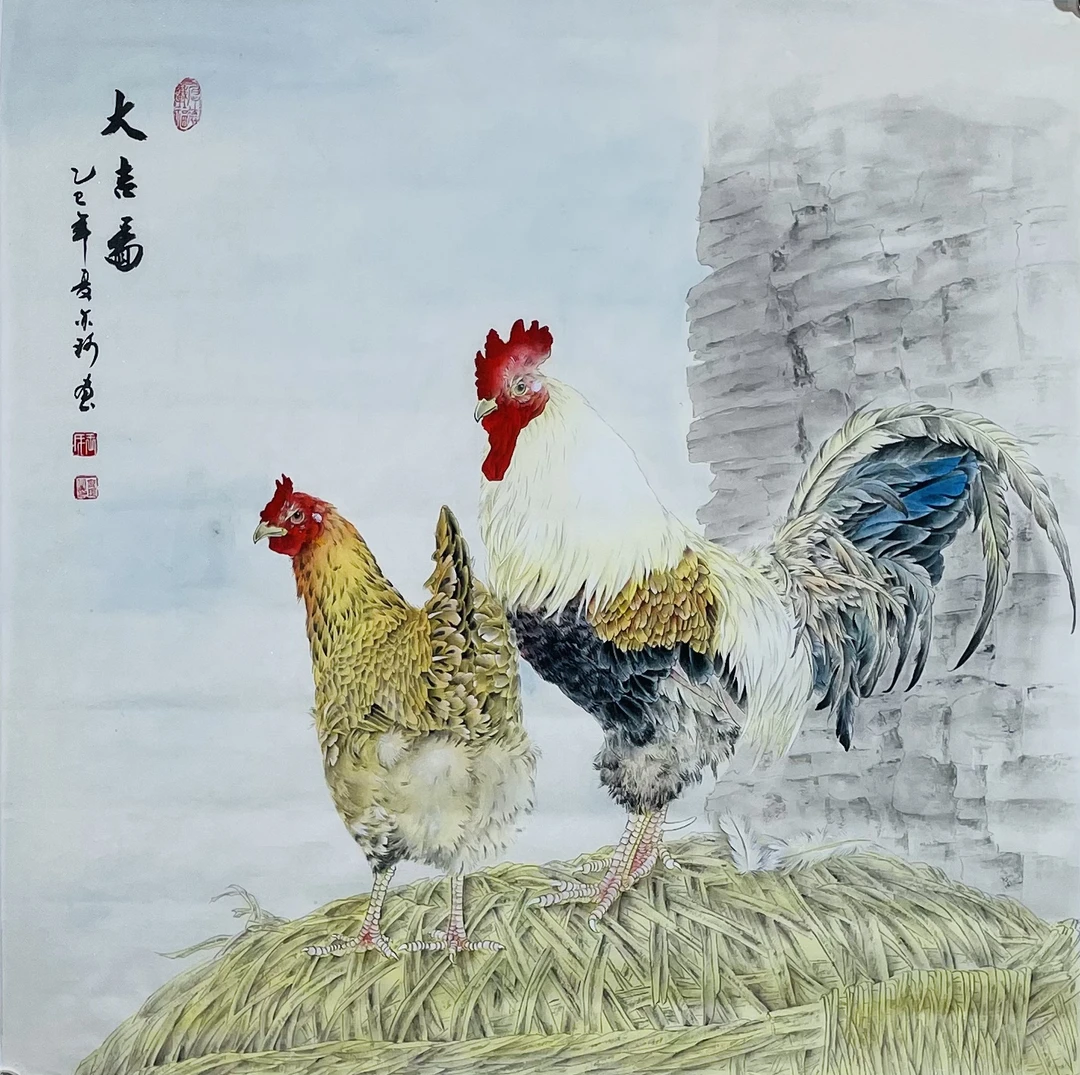 工笔国画-大吉图-69*69厘米-餐厅/桌面必选
