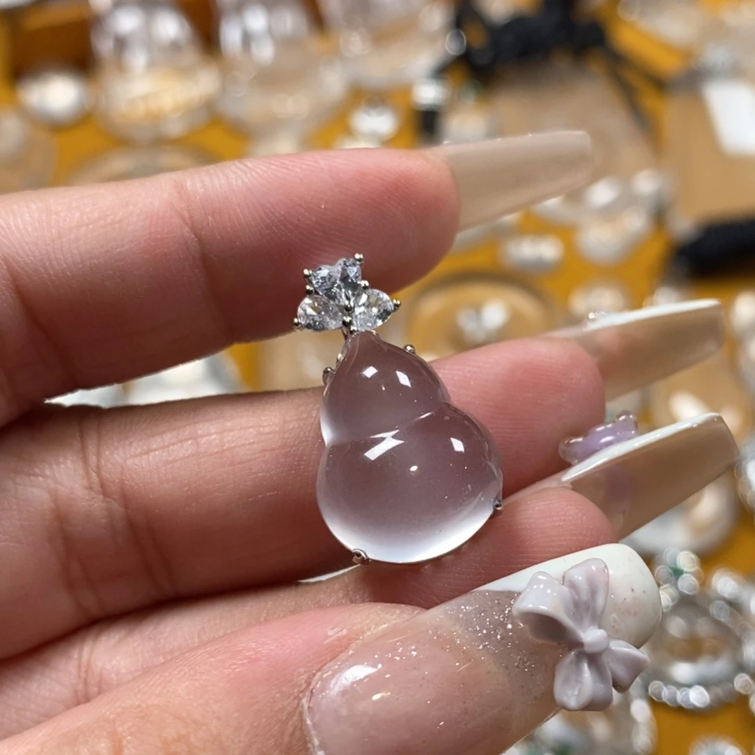 颈饰银S925镶嵌石英质玉葫芦
