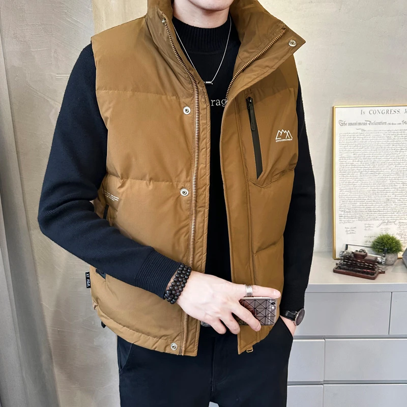 潮牌羽绒马甲外套男秋冬款立领潮流时尚痞帅加厚保暖外穿马夹背心