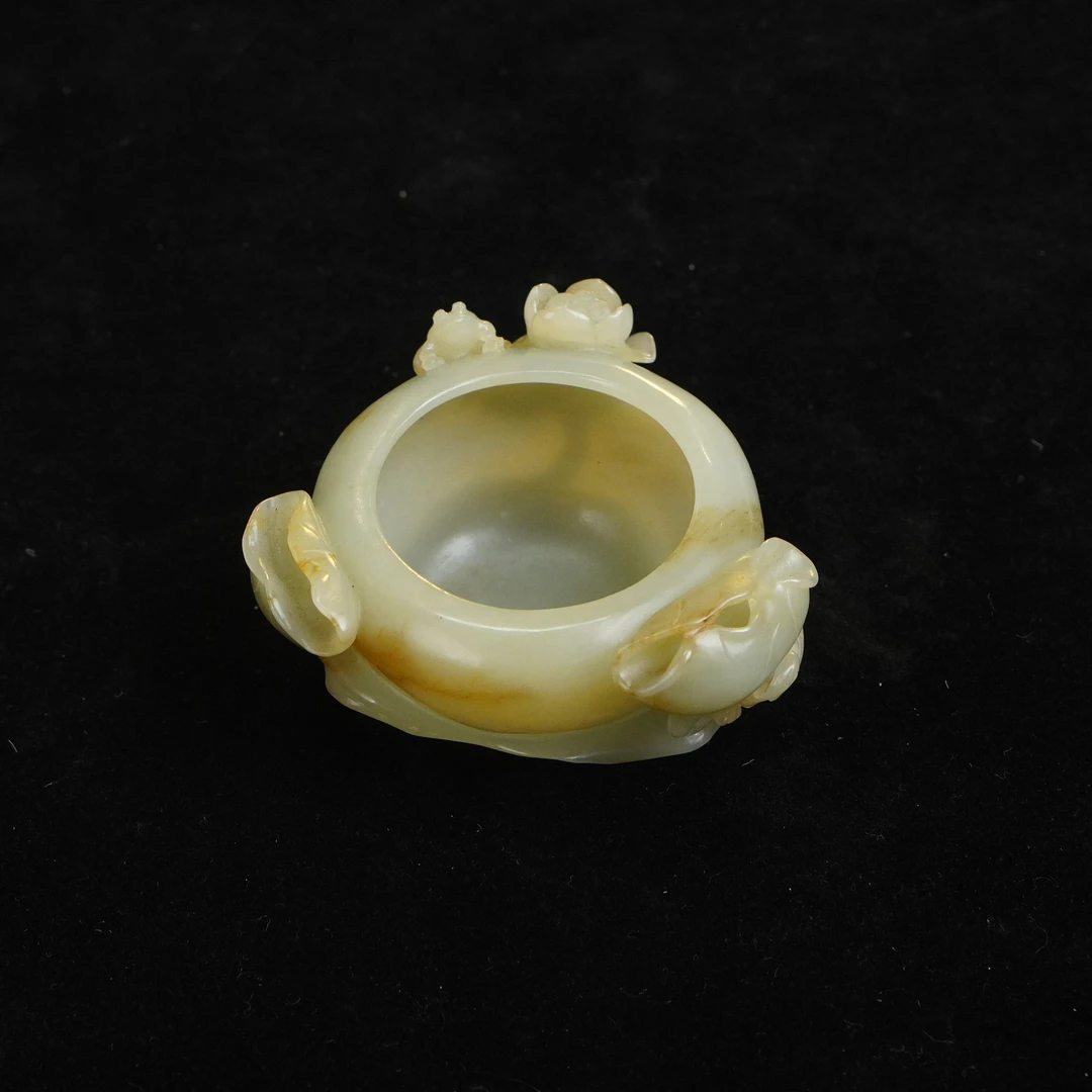 【清】白玉一路连科文房洗（高3.7cm宽7.6cm重116g）