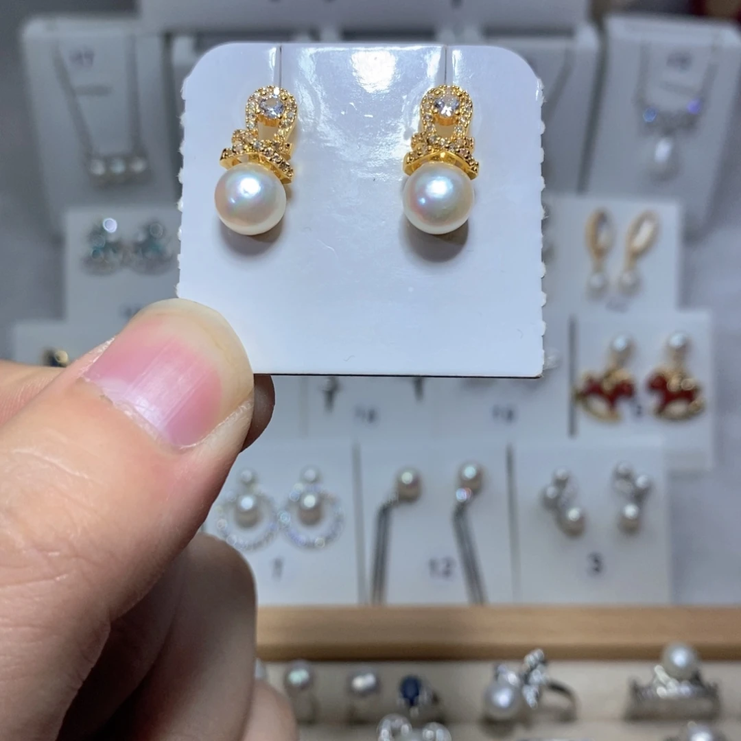 淡水珍珠耳饰银S925镶嵌