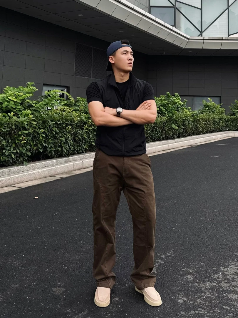 SOS美式微弹弯刀立体剪裁拼接战术工装休闲直筒显瘦百搭基础长裤