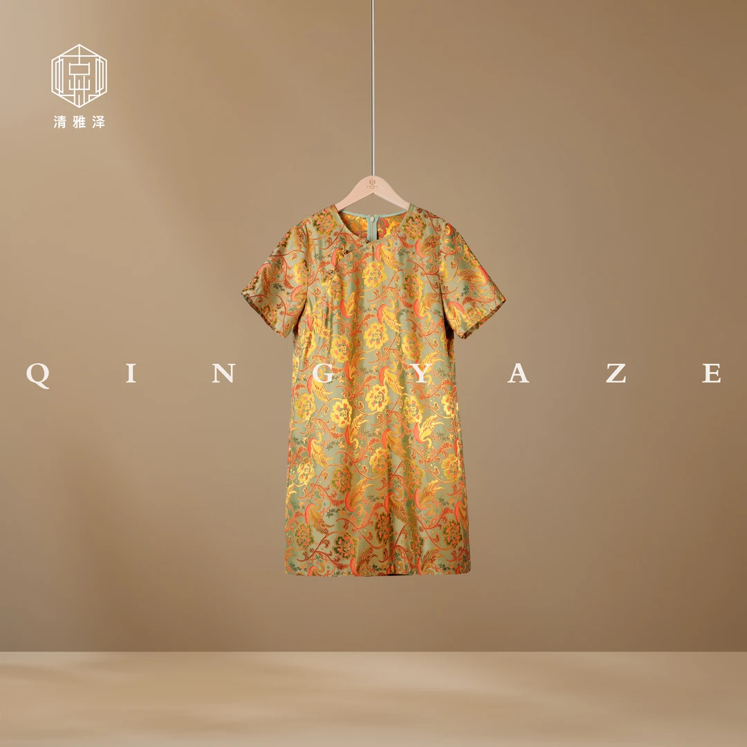天鹅湖！织金宋锦新中式连衣裙！GZ5924