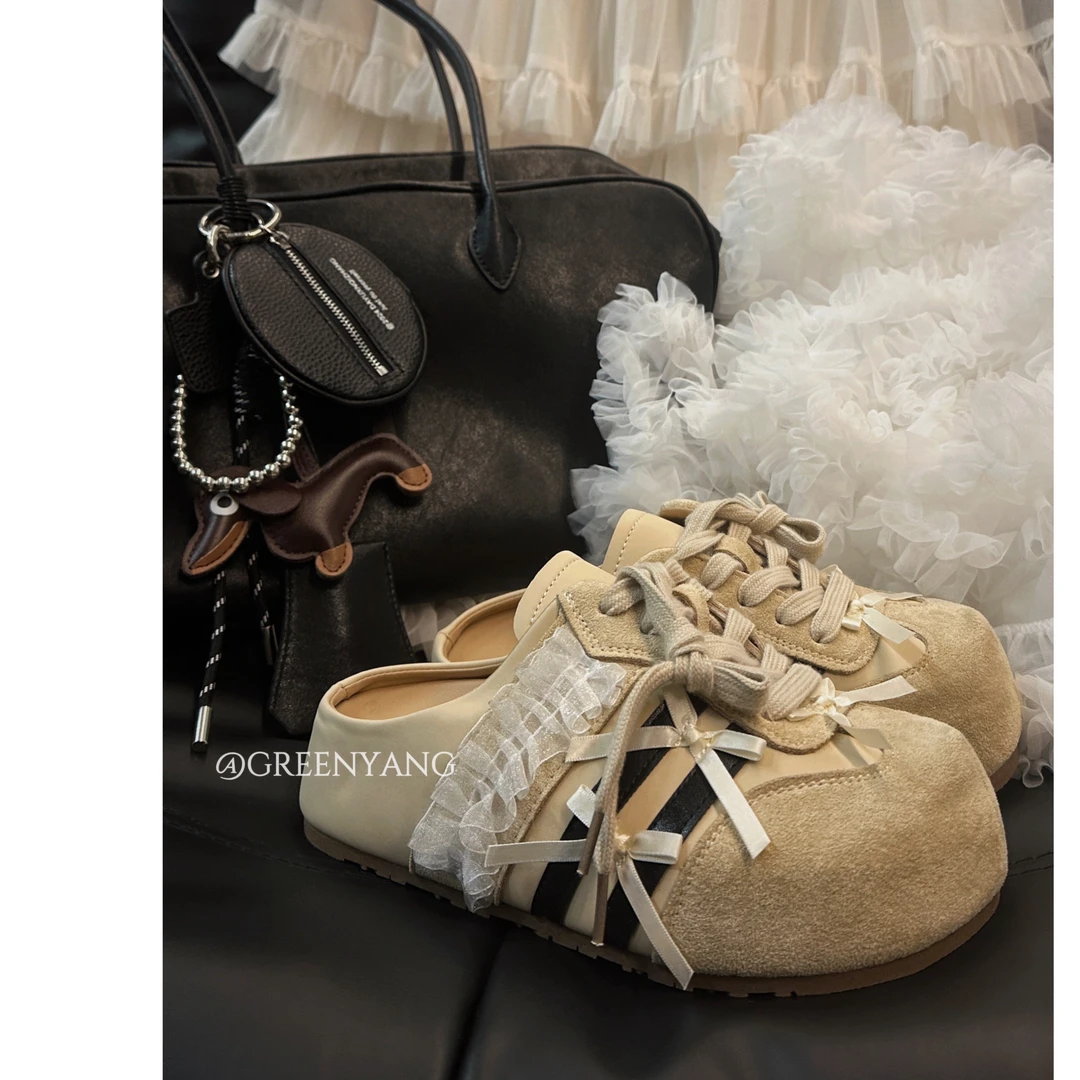 老羊家~网红爆款厚底包头拖鞋女夏外穿2025新款复古半拖勃肯鞋子