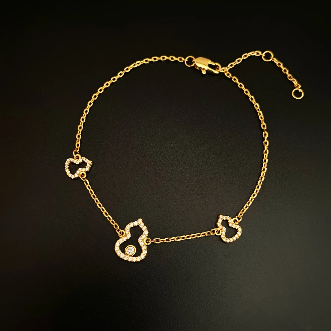 铜合金手链 ASTRA【福禄三生】时尚轻奢气质设计款镶钻葫芦手链H02