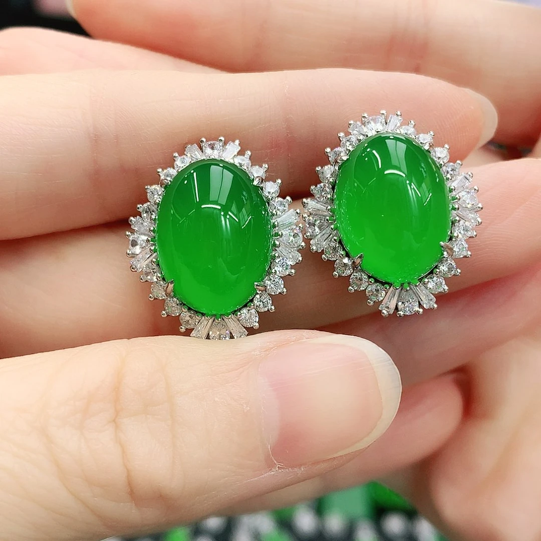 银S925镶嵌耳坠玛瑙/玉髓