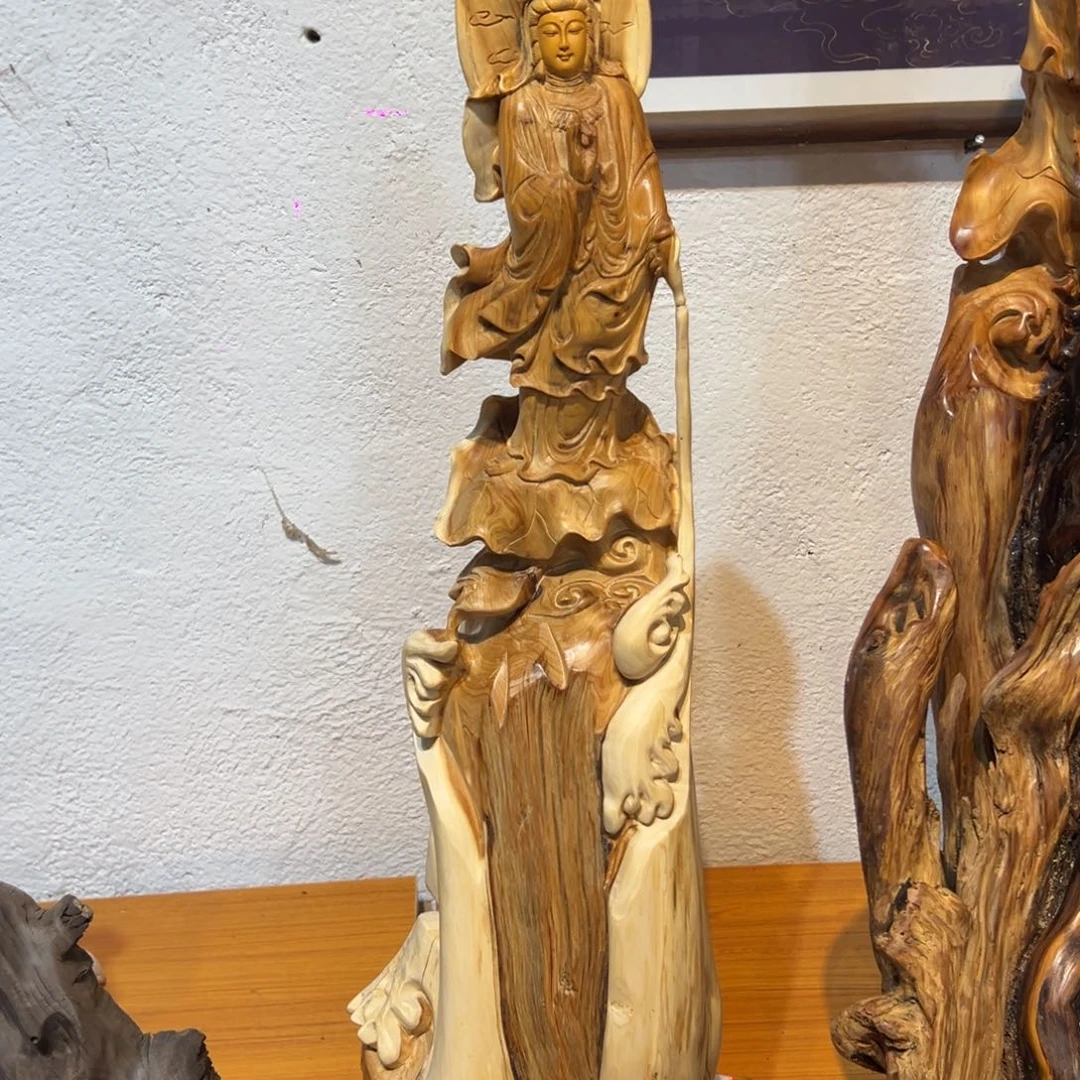 光***焰柏木（崖柏）观音居家摆件