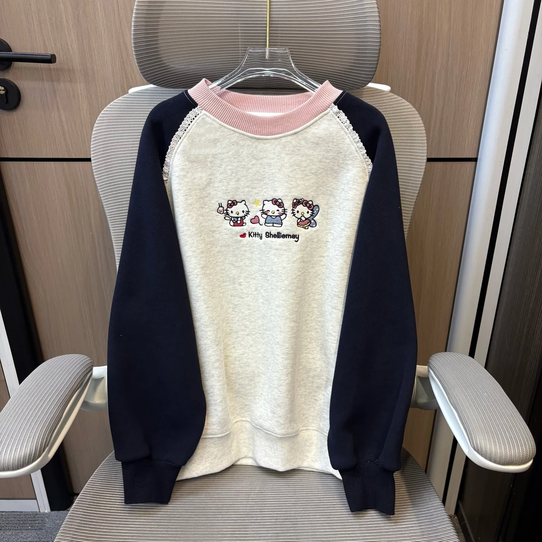 冬款韩范凯蒂猫刺绣加绒女童圆领卫衣 F227 227 S