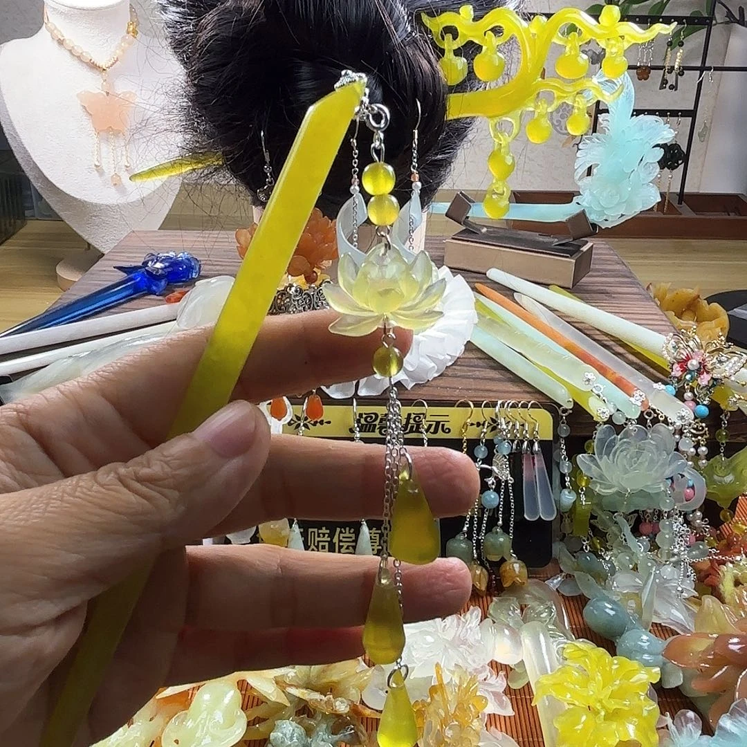 蛇纹石玉合金发饰