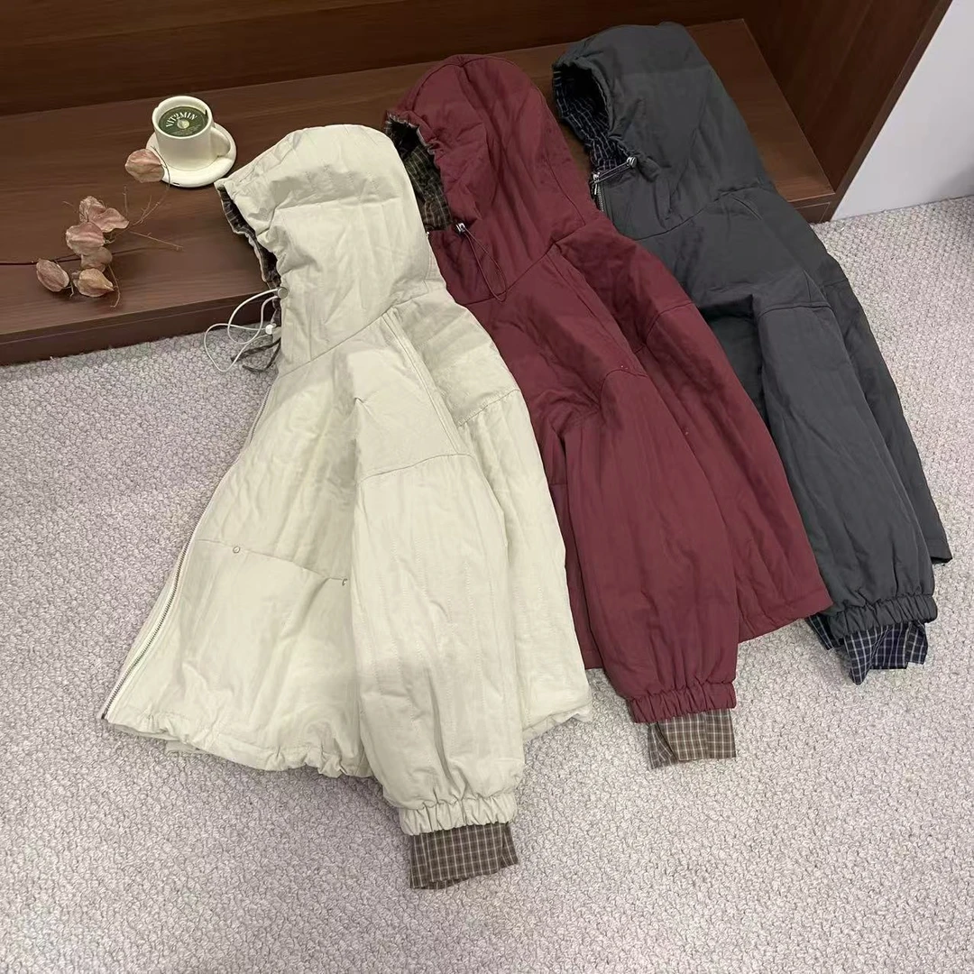 新款气质韩版简约连帽长袖棉服M88720