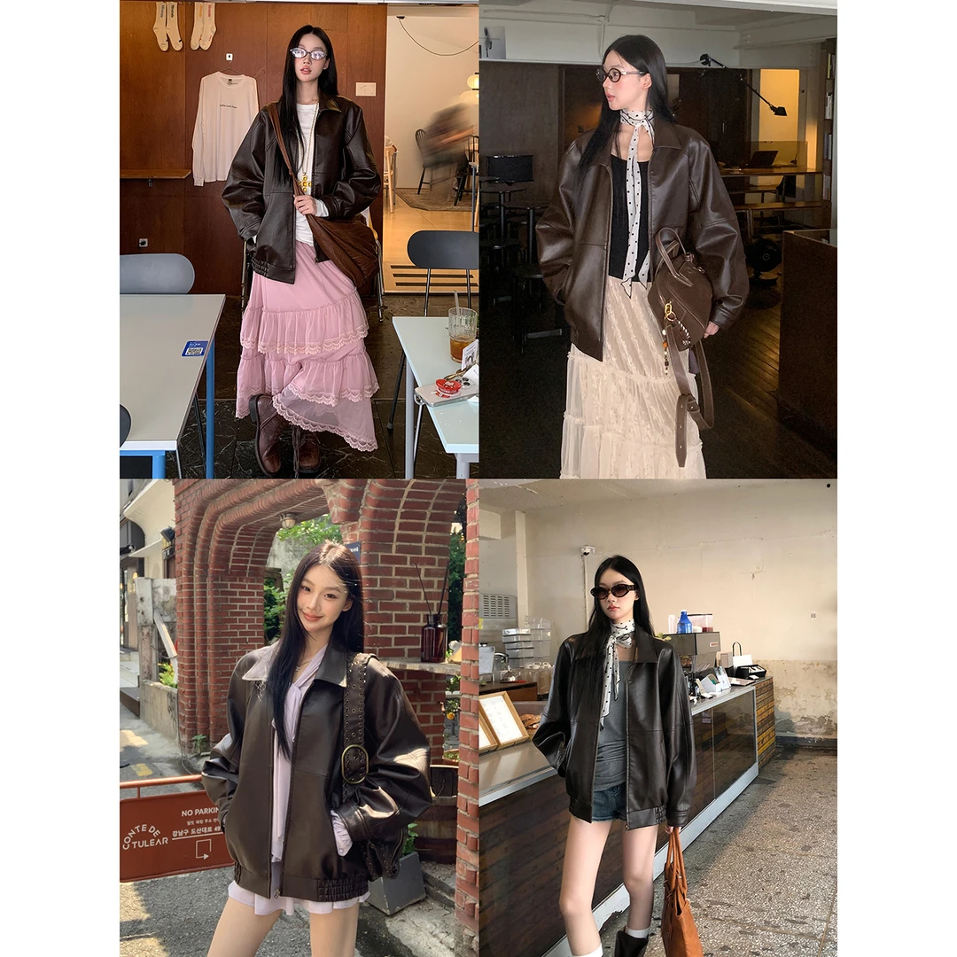 【面包房皮衣】秋季港系气质时尚百搭酷炫宽松BD皮衣253U2639