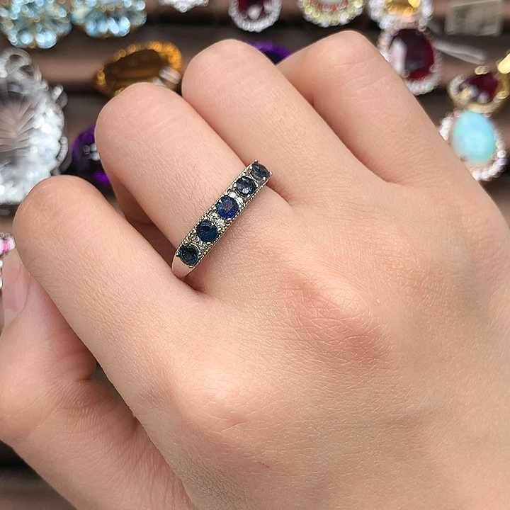 蓝宝石银S925镶嵌戒指